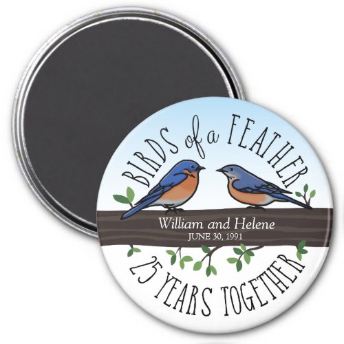 25th Wedding Anniversary Bluebirds of a Feather Magnet