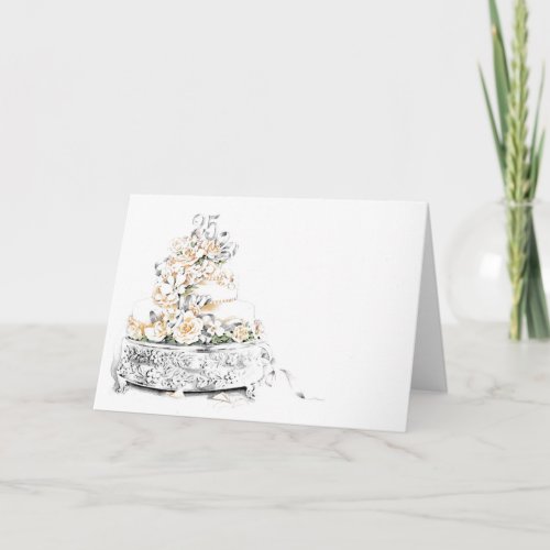 25th Wedding Anniversary Cake Card