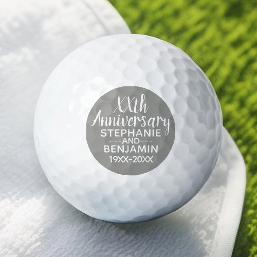 25th Wedding Anniversary _ Can Edit Gray Color Golf Balls