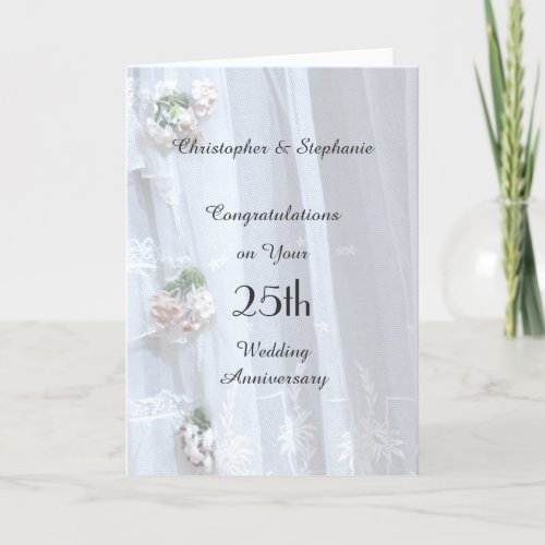 25th Wedding Anniversary Card Vintage Lace Card