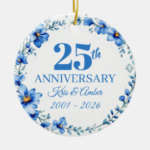 25th Wedding Anniversary Ceramic Ornament