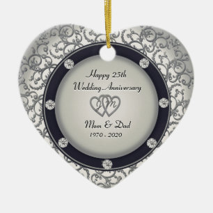 25th Wedding Anniversary Ceramic Ornament