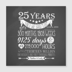 25th wedding anniversary, chalkboard, 25 years