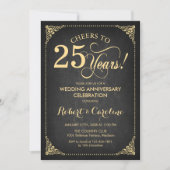 25th Wedding Anniversary - Chalkboard Gold Invitation (Front)