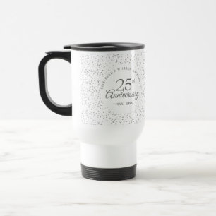 25th Wedding Anniversary Chic Silver Stardust Travel Mug
