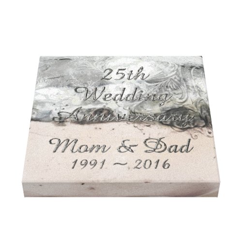 25th Wedding Anniversary Chic Silver Typography
