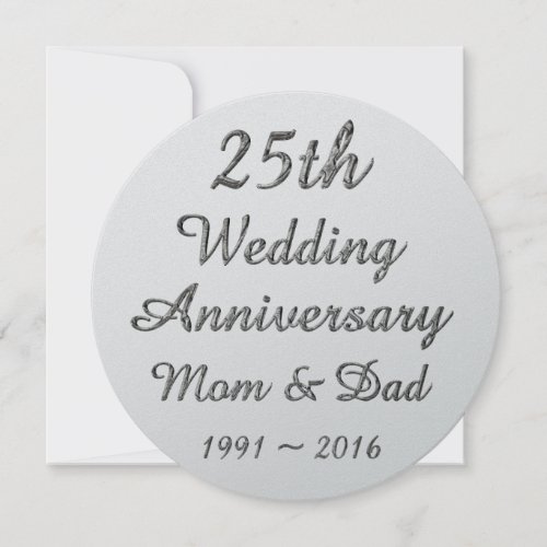 25th Wedding Anniversary Chic Silver Typography Card