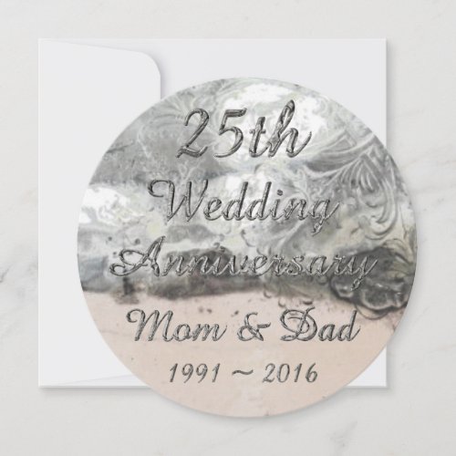 25th Wedding Anniversary Chic Silver Typography Card