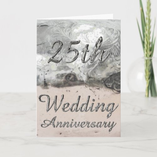 25th Wedding Anniversary Chic Silver Typography Card