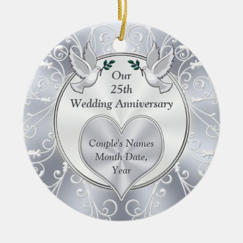 25th Wedding Anniversary Christmas Ornament