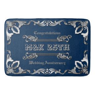 25th Wedding Anniversary Classic Book Cover Silver Bath Mat