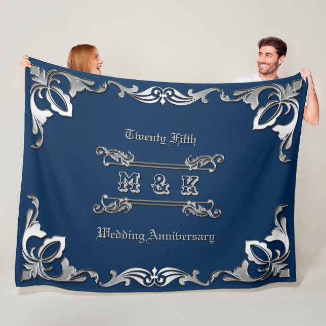 25th Wedding Anniversary Classic Book Cover Silver Fleece Blanket (In Situ)