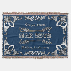 25th Wedding Anniversary Classic Book Cover Silver Throw Blanket