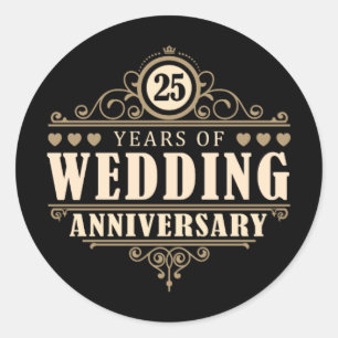 25th Wedding Anniversary Classic Round Sticker