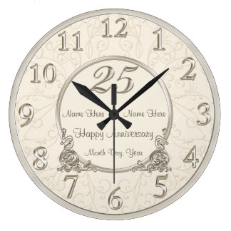 25th Wedding Anniversary Clocks COUPLES NAMES DATE
