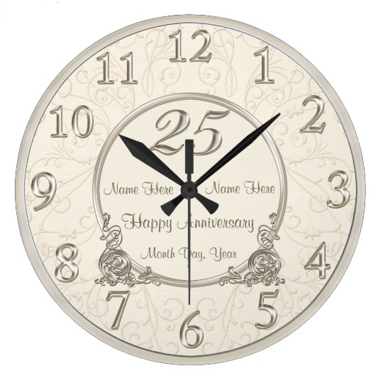 25th Wedding Anniversary Clocks S Names Date Zazzle 25th Wedding Anniversary Clocks S Names Date