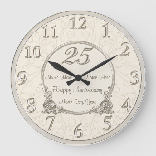 25th Wedding Anniversary Clocks COUPLES NAMES DATE