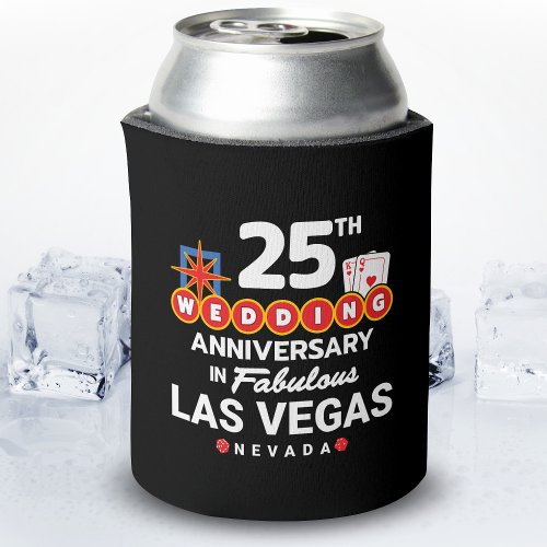 25th Wedding Anniversary Couples Las Vegas Trip Can Cooler