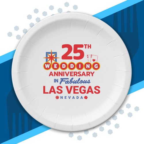 25th Wedding Anniversary Couples Las Vegas Trip Paper Plates