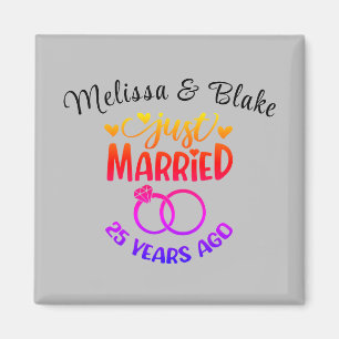 25th Wedding Anniversary Custom Names Silver Magnet