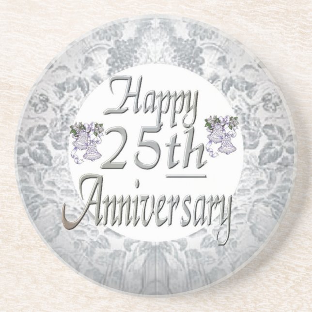 25th Wedding Anniversary Drink Coaster (Front)