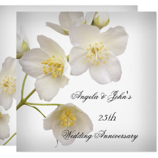 25th Wedding Anniversary Elegant Floral White Card