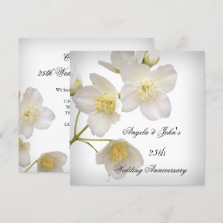 25th Wedding Anniversary Elegant Floral White Invitation