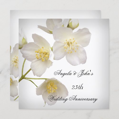 25th Wedding Anniversary Elegant Floral White Invitation