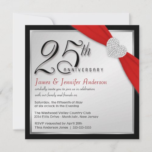 25th Wedding Anniversary - Elegant Invitations