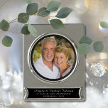 25th Wedding Anniversary Elegant Keepsake Picture Silver Plated Banner Ornament<br><div class="desc">Celebrate their 25th wedding anniversary with this ornament that is elegant keepsake to celebrate their milestone.  This ornament is silver plated and you can personalize everything from the pictures to their names and your message!</div>