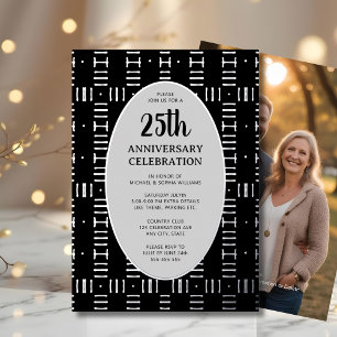 25th Wedding Anniversary Elegant Modern Silver Foil Invitation