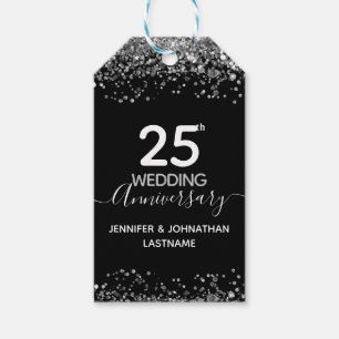 25th Wedding Anniversary Faux Glitter Gift Tags