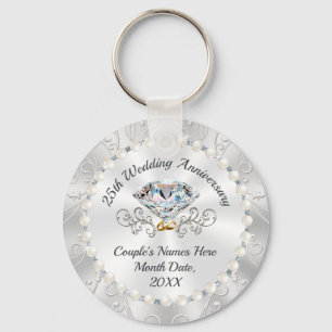 25th Wedding Anniversary Favors Souvenirs, Custom Keychain