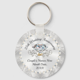 25th Wedding Anniversary Favours Souvenirs, Custom Keychain
