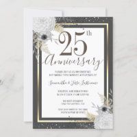 25th Wedding Anniversary Floral  Invitation