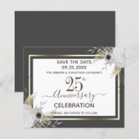 25th Wedding Anniversary Floral Save the Date Invi