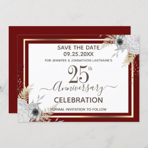 25th Wedding Anniversary Floral Save the Date Invi Invitation
