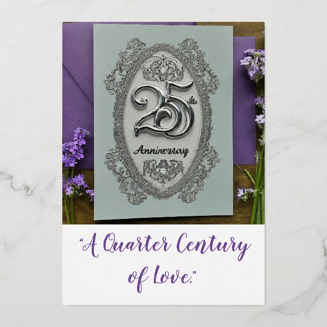 25th Wedding Anniversary Foil Invitation (Front)