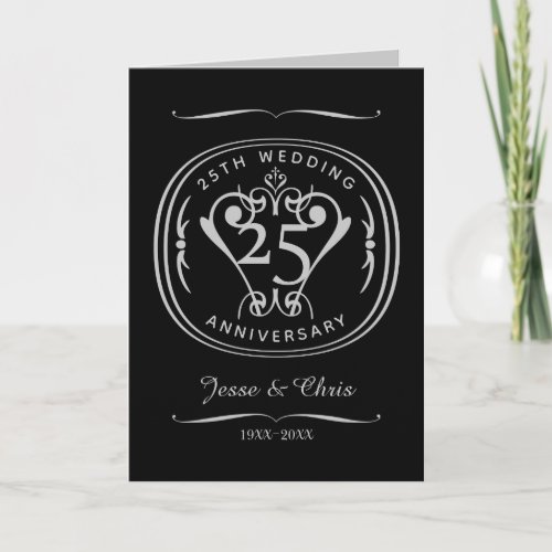 25th Wedding Anniversary Folded Greeting Card