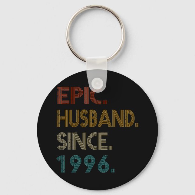 25th Wedding Anniversary Gift Him Epic Husband Keychain (Front)