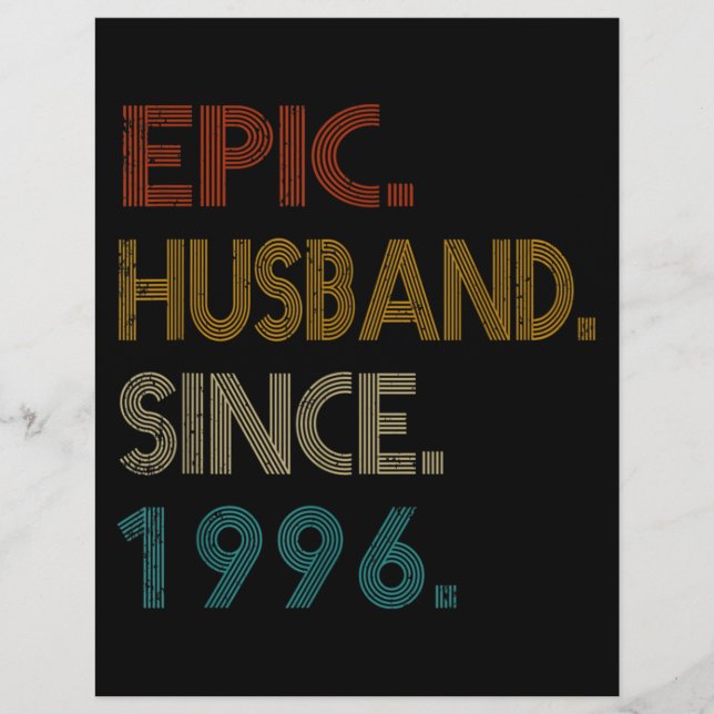 25th Wedding Anniversary Gift Him Epic Husband Letterhead (Front)