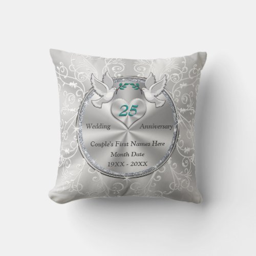 25th Wedding Anniversary Gift Ideas for Friends Throw Pillow