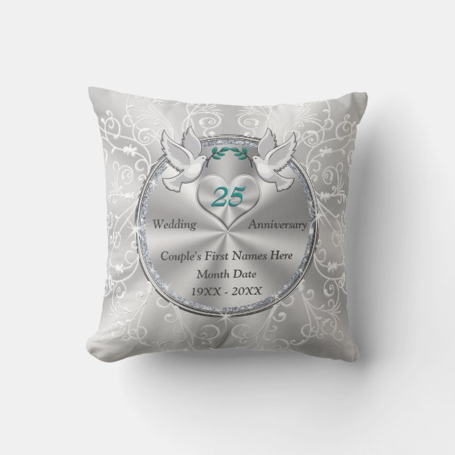 25th Wedding Anniversary Gift Ideas for Friends Throw Pillow (Front)