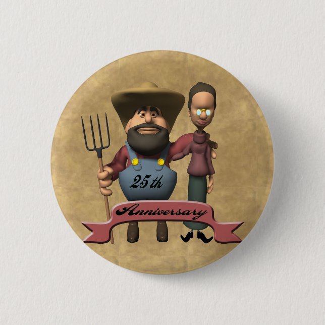 25th Wedding Anniversary Gifts Pinback Button (Front)