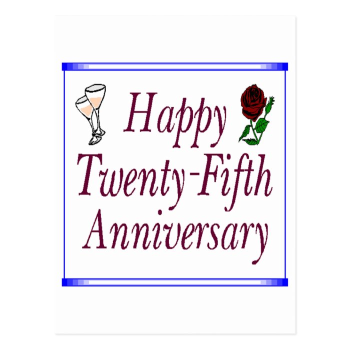 25th Wedding Anniversary Gifts Postcard