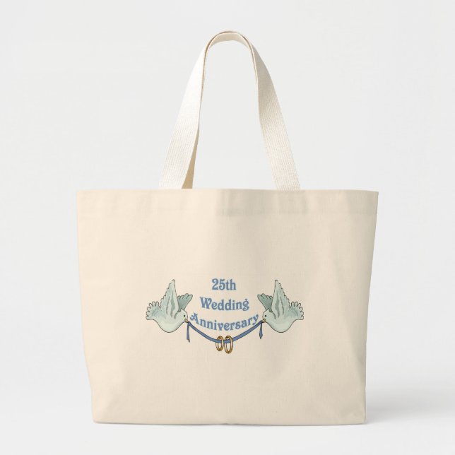 25th wedding anniversary gifts w large tote bag (Front)