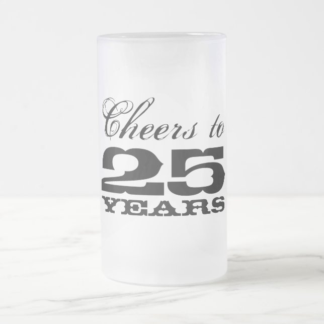 25th Wedding Anniversary Glass Beer Mug Gift (Center)