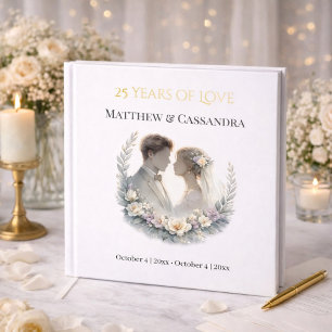 25th Wedding Anniversary Gold Foil Celebration Guest Book