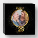 25th Wedding Anniversary Gold Sparkles Wooden Box Sign
