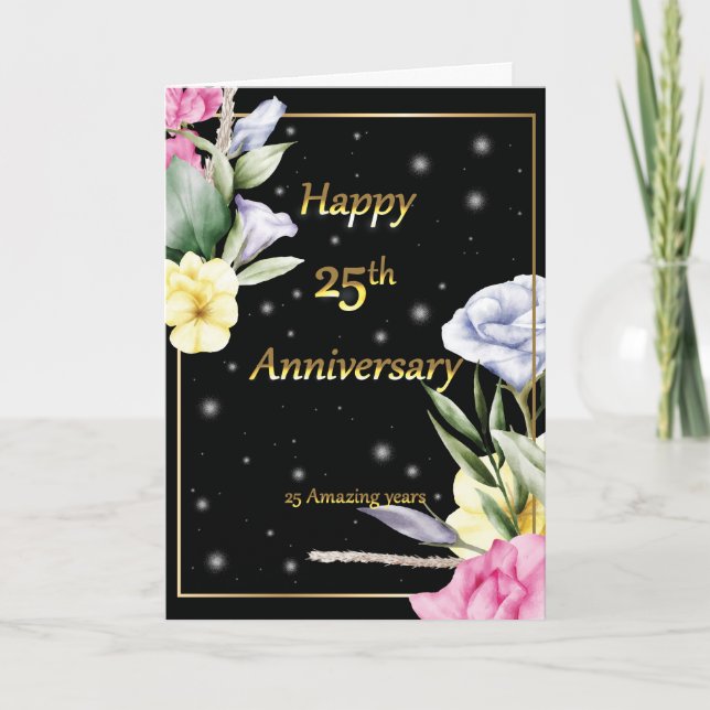 25th wedding Anniversary golden greeting card  (Front)